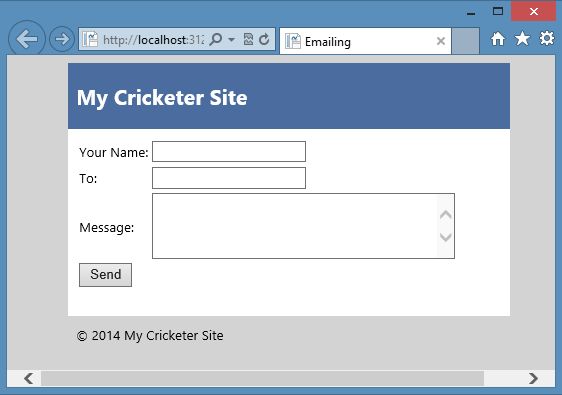 Email Page in WebMatrix